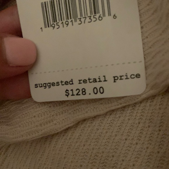 FREE PEOPLE CROCHET TURTLENECK SWEATER IN FEMME COMBO LONG PUFF SLEEVES - Picture 15 of 15